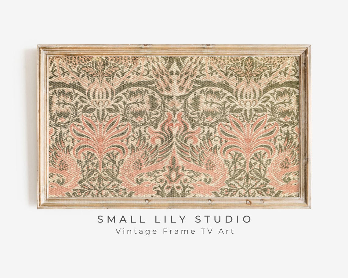 William Morris Style Dragon Tapestry Vintage Floral Textile Art Poster