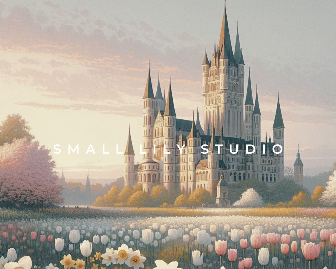 Frame Tv Art Fairytale Castle Frame Tv Art Spring Flower Garden Daffodils Tulips Pretty Pink Tv Art Girls Birthday Party Tv283 - Image 4