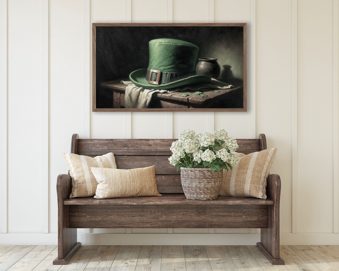St Patricks Day Leprechaun Hat Green Vintage Style Art Print - Image 2