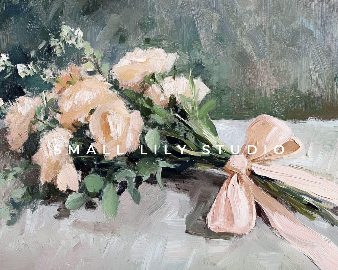 Frame Tv Art Pink Flowers With Bow Spring Frame Tv Art Farmhouse Floral Art Vintage Style Painting Peach Coral Pink Tv648 - Image 4