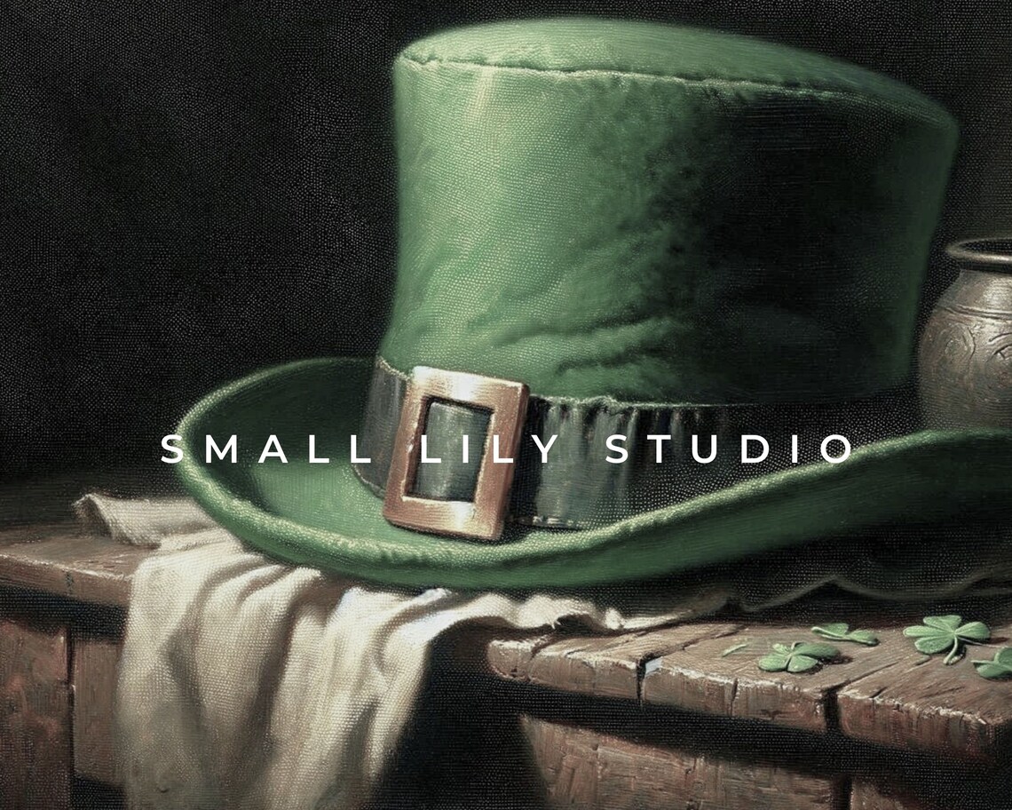 St Patricks Day Leprechaun Hat Green Vintage Style Art Print - Image 4