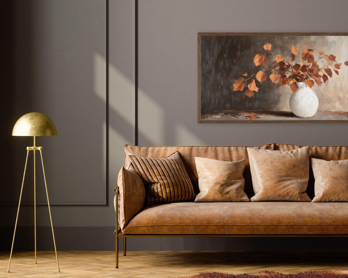 Fall Leaves In Vase, Vintage Farmhouse Art Print - Image 3