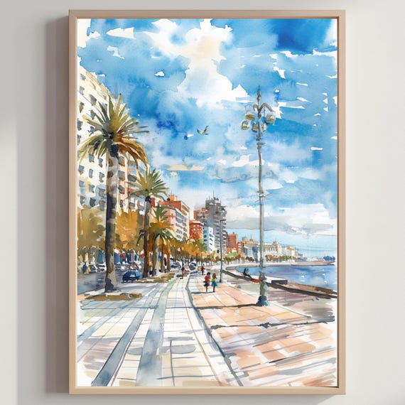 Montevideo City Uruguay South America Watercolor Travel Poster