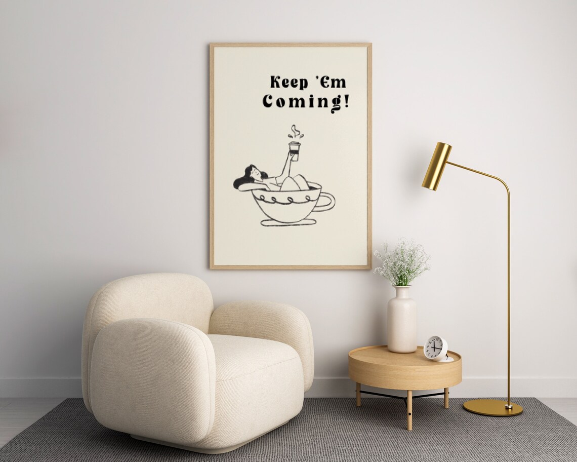 Keep Em Coming Coffee Wall Art, Kitchen Decor - Image 3