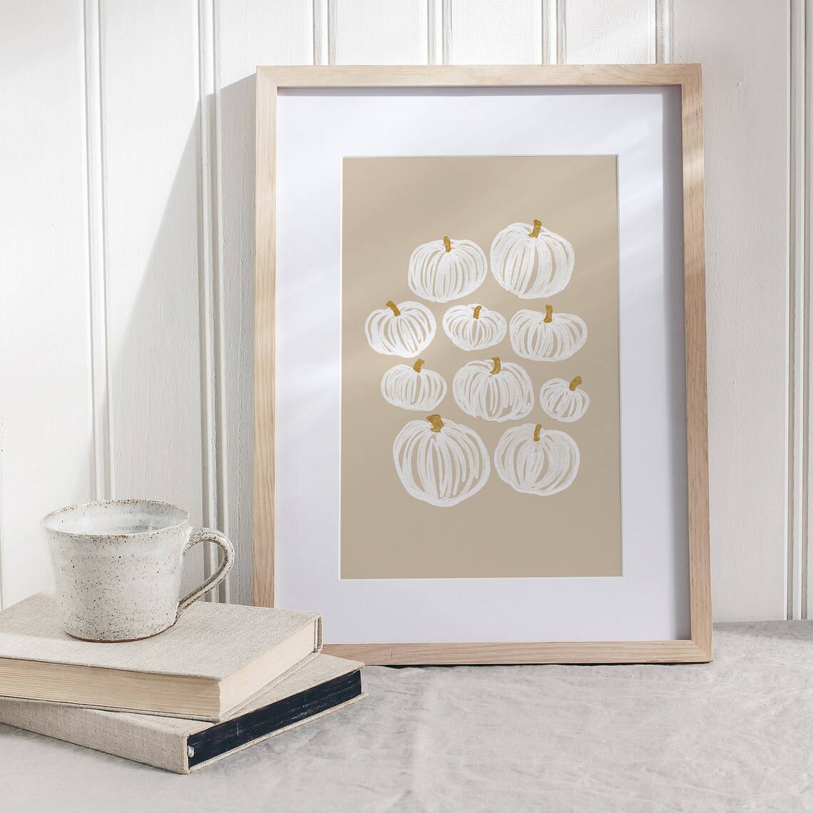 Neutral Pumpkin Painting Modern Fall Art Print - Image 2