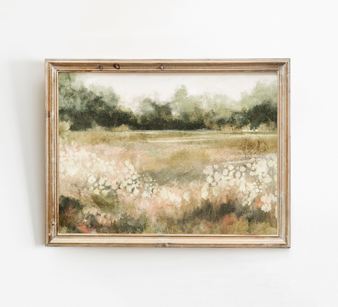 Spring Scenery Landscape Art Print, Farmhouse Decor