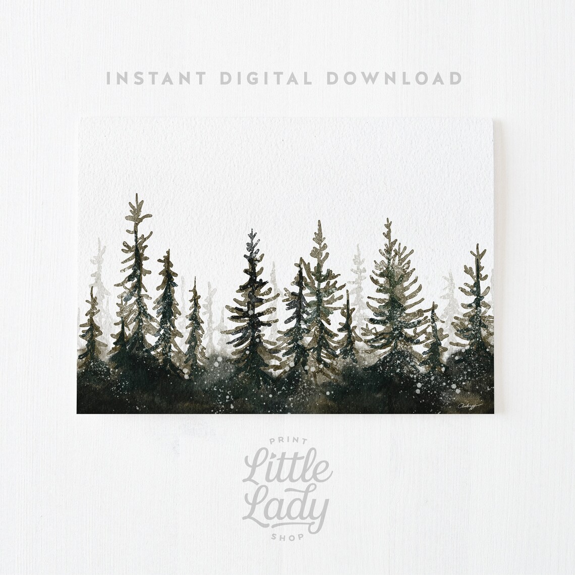 Winter Trees Watercolor Landscape Art Print - Image 4