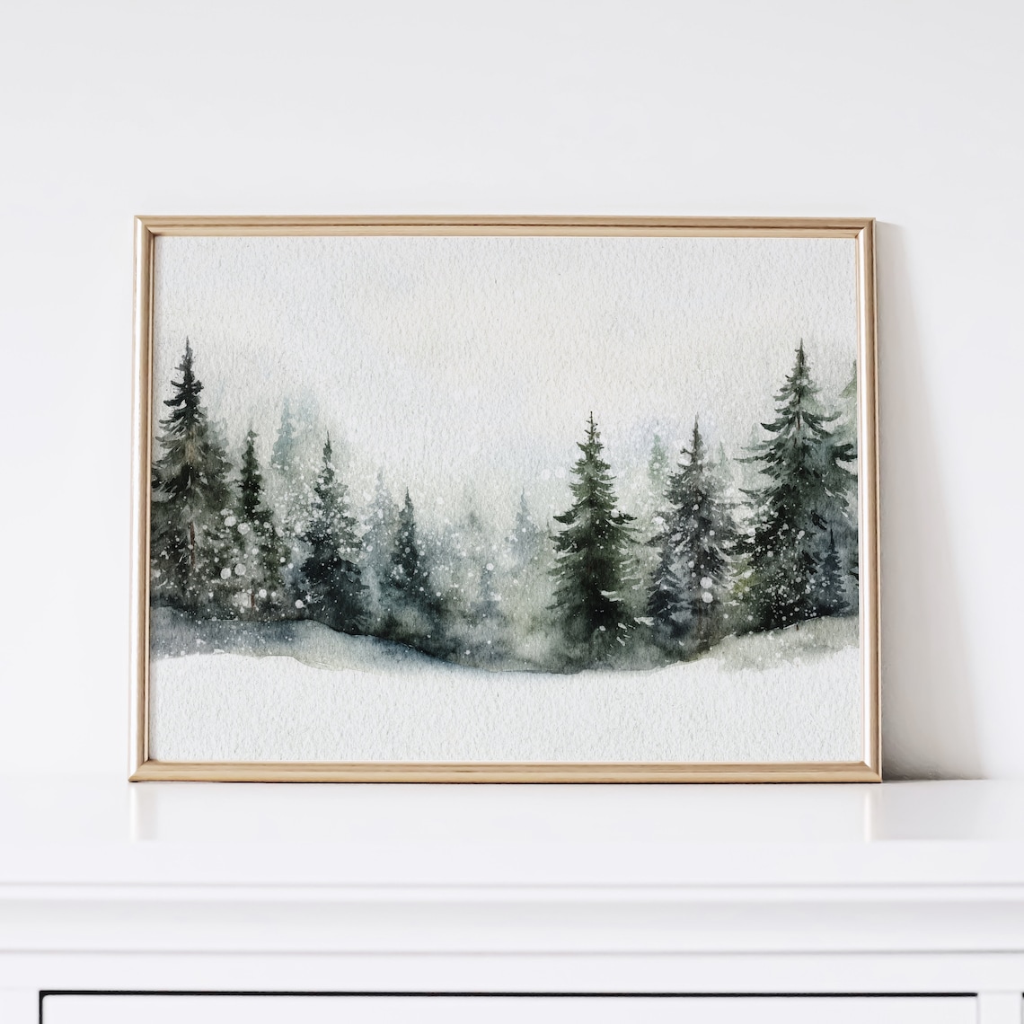 Snowy Winter Landscape Christmas Wall Art Print