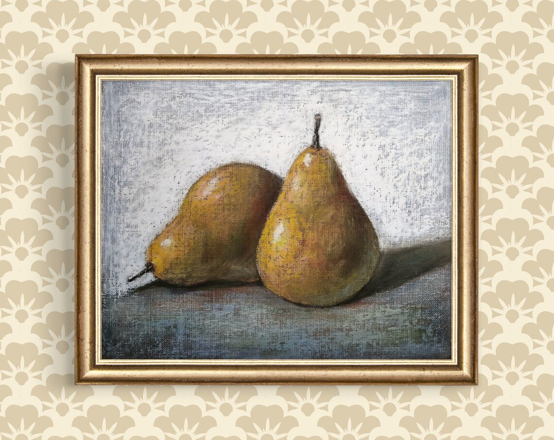 Two Ripe Pears in a Soft Pastel Still Life Farmhouse Art Poster - Image 3