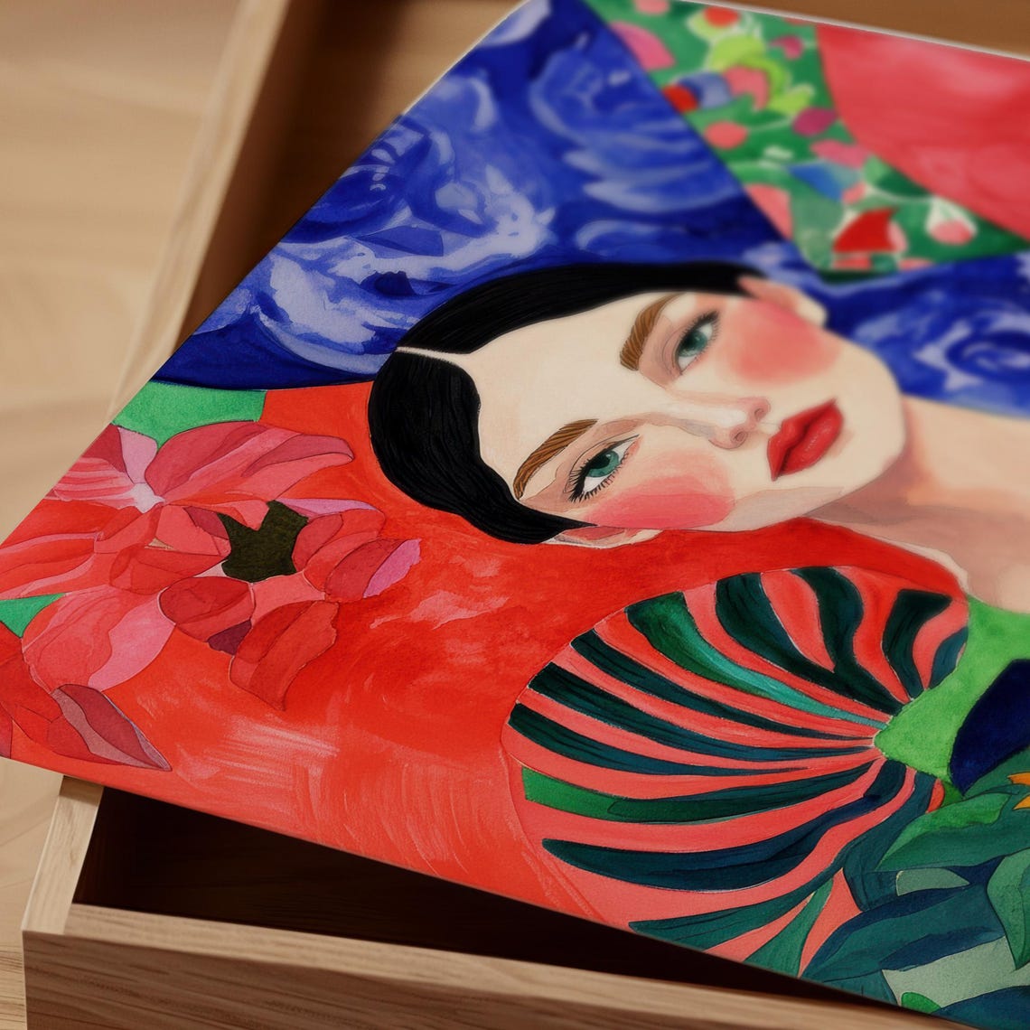 Radiant Portrait With Sunflower Colorful Aquarelle Woman Print Bold Feminine Wall Art - Image 3