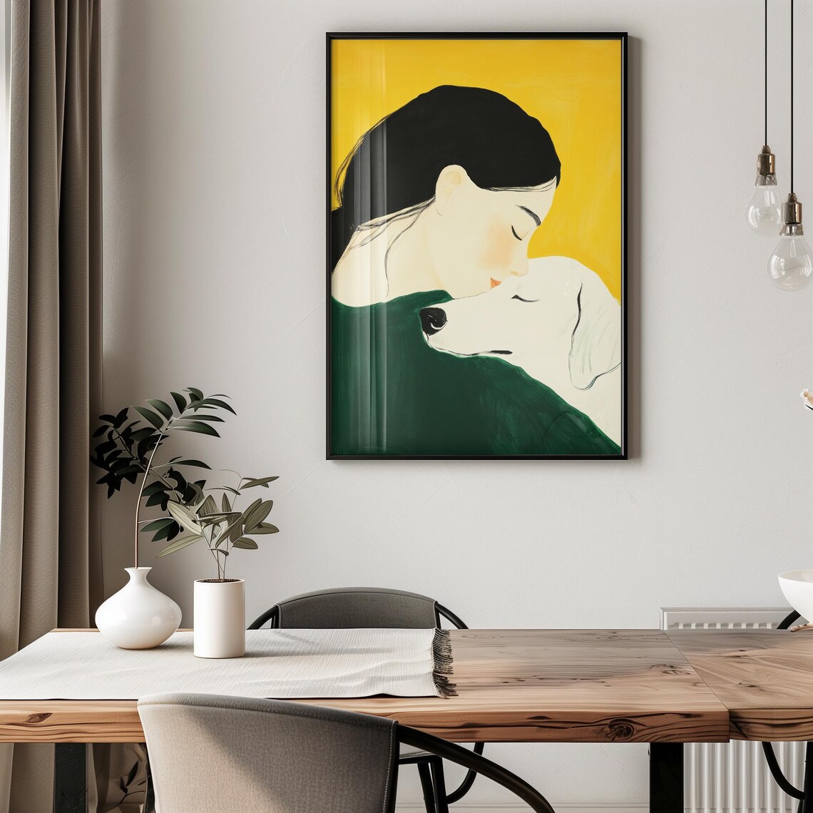Warm Hug Dog Minimalist Portrait Art Print - Image 2