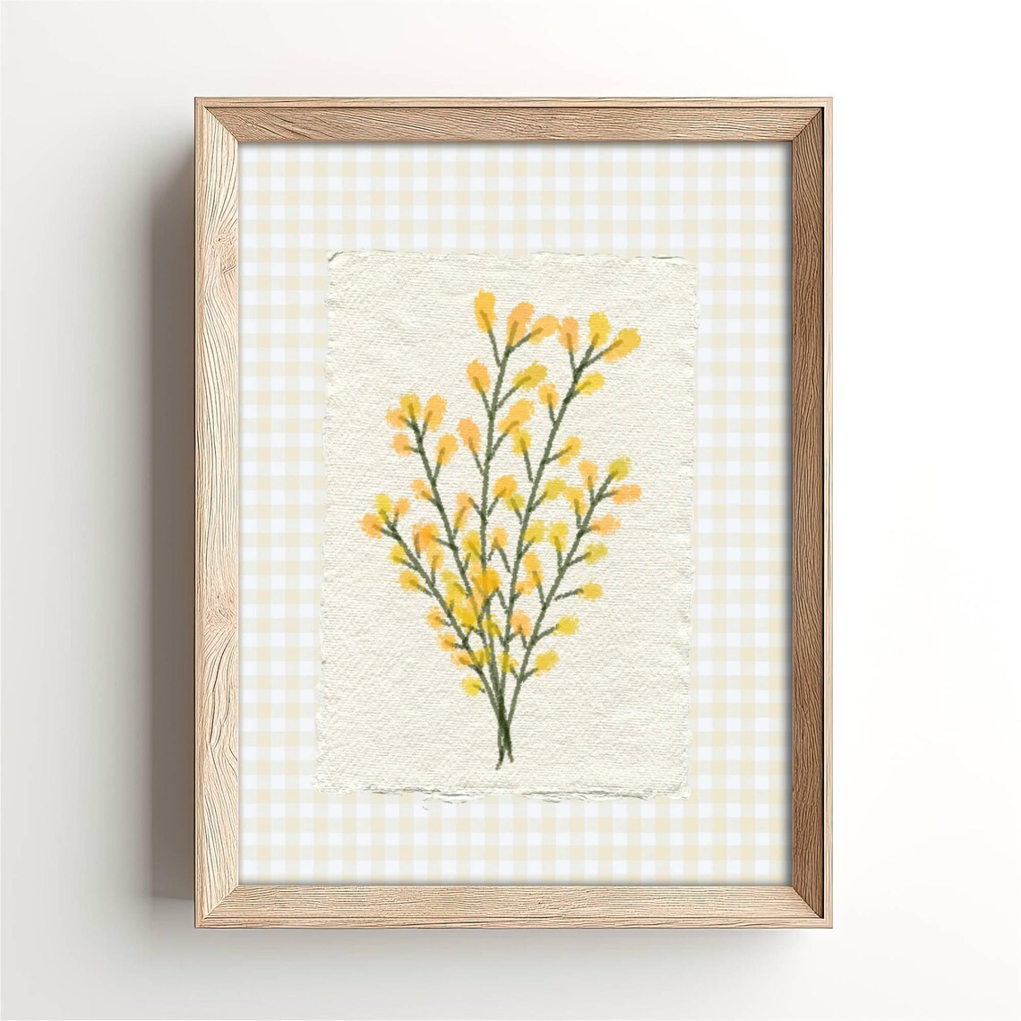 Vintage Yellow Floral Illustration Print Abstract Painting Botanical Trendy Decor Wall Art