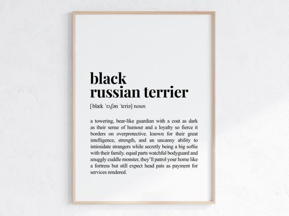 Black Russian Terrier Funny Definition Print Gift For Brt Parent Dog Lover Art Humorous Dictionary Poster