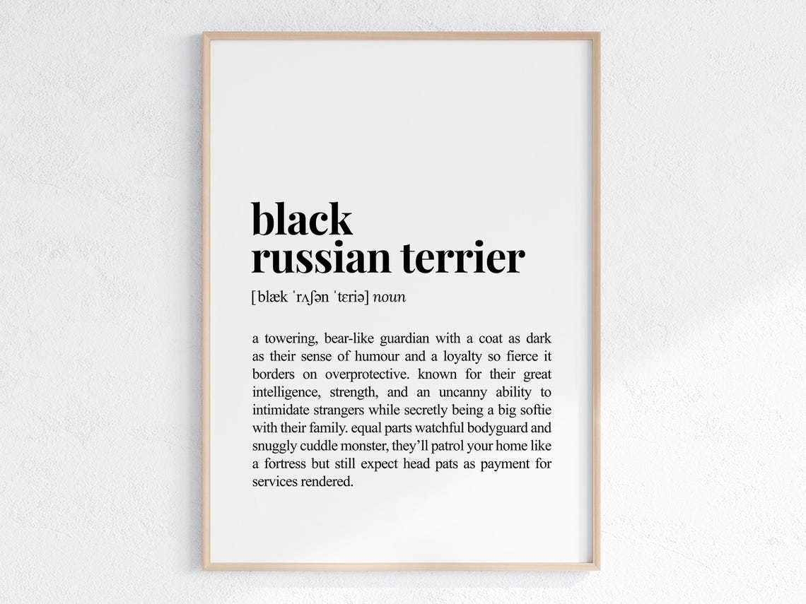 Black Russian Terrier Funny Definition Print Gift For Brt Parent Dog Lover Art Humorous Dictionary Poster