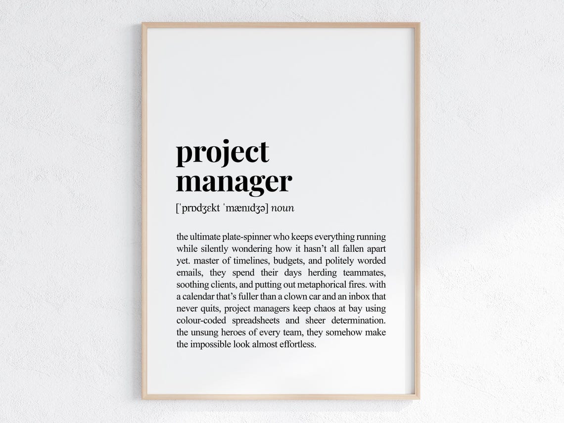 Project Manager Funny Definition Print Coworker Gift Sarcastic Dictionary Poster New Job Office Decor
