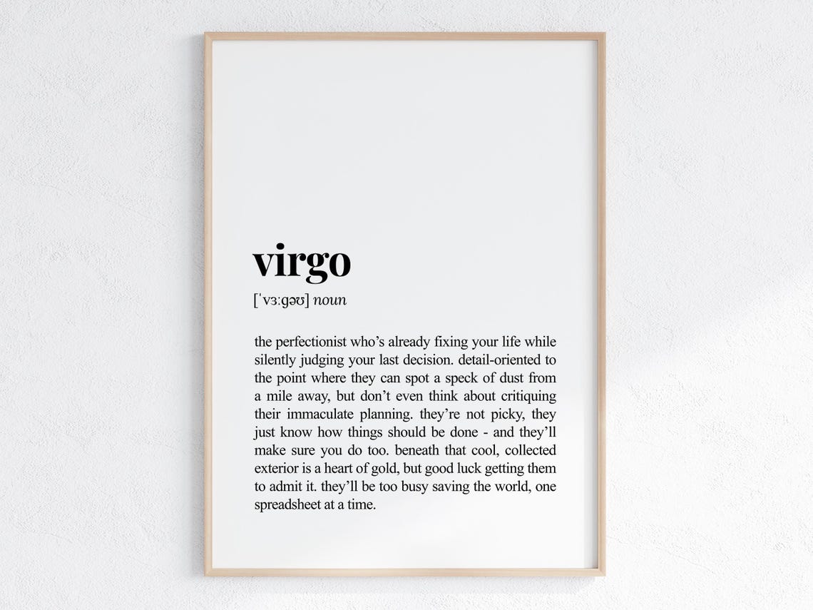 Virgo Zodiac Sign Funny Astrology Definition Dictionary Poster