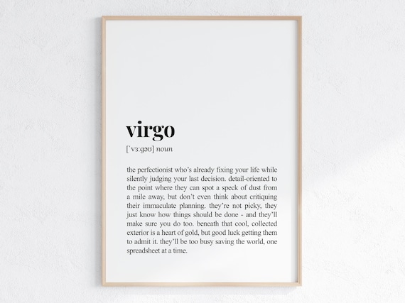 Virgo Zodiac Sign Funny Astrology Definition Dictionary Poster