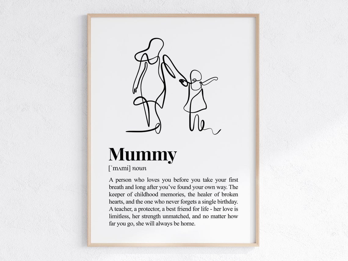 Mummy Definition Line Art Mother Child Loving Mothers Day Poster