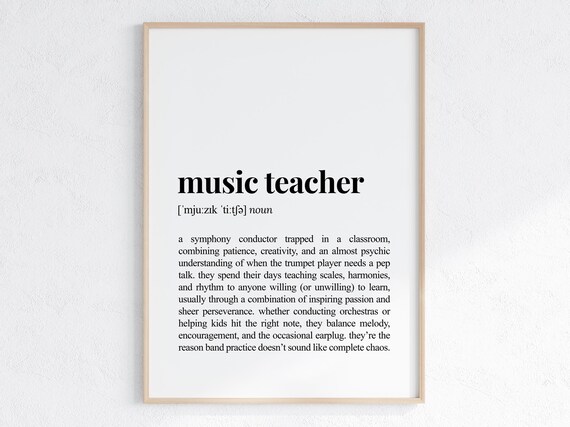 Music Teacher Dictionary Definition Poster Funny Classroom Gift