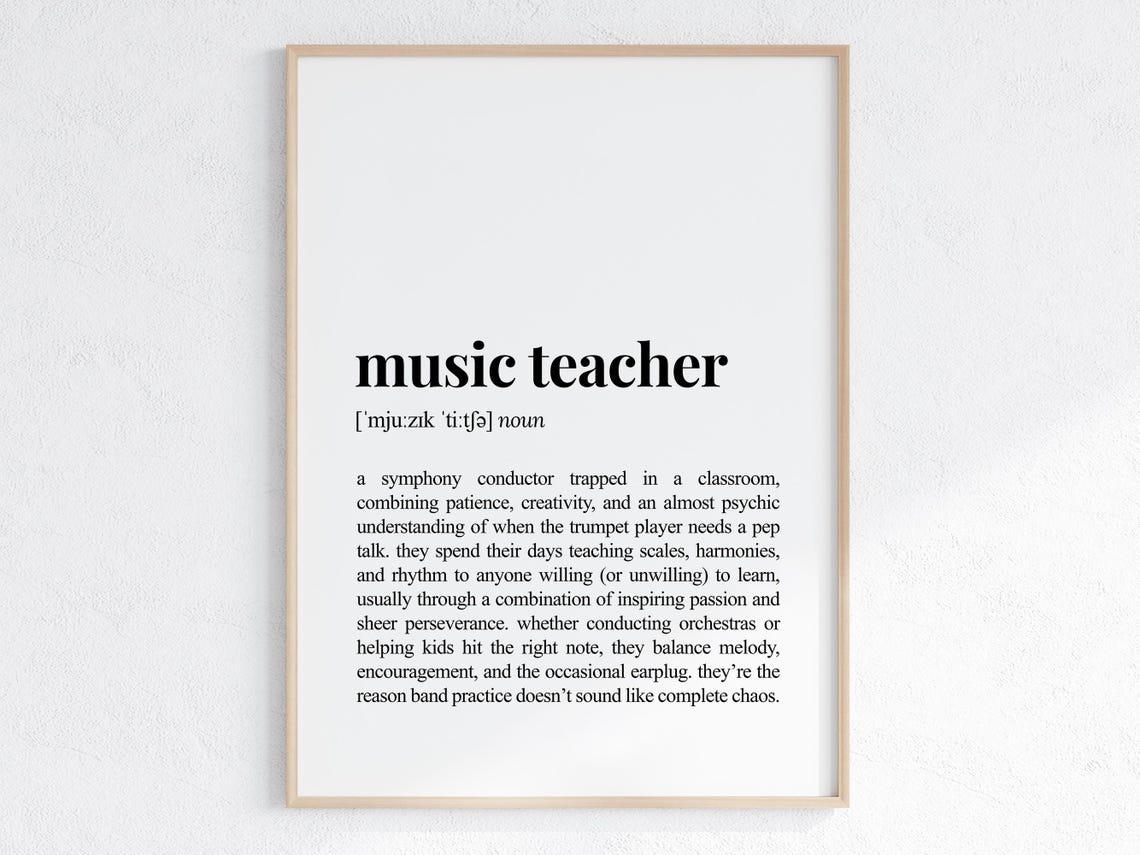 Music Teacher Dictionary Definition Poster Funny Classroom Gift