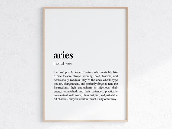 Aries Zodiac Sign Funny Astrology Definition Dictionary Poster