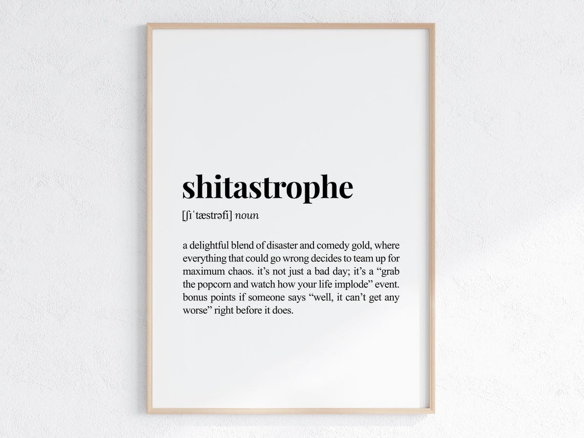 Shitastrophe Definition Funny Sarcastic Dictionary Style Poster