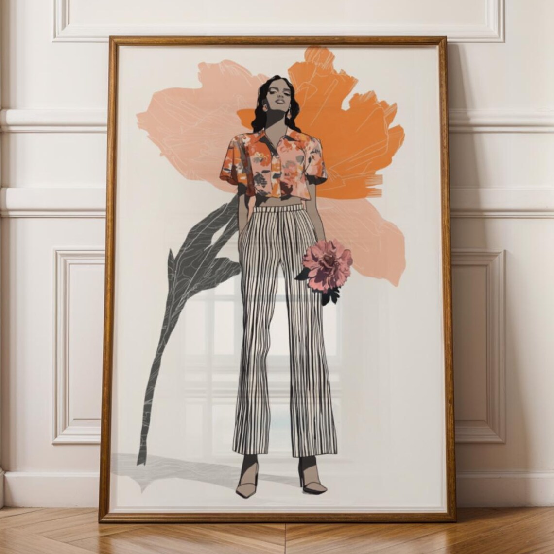 Abstract Floral Woman Fashion Illustration Modern Style Poster