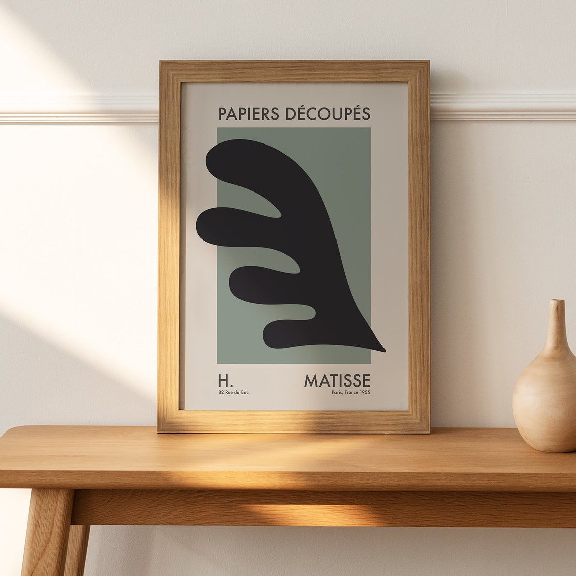 Matisse Papiers Decoupes Black Leaf Sage Green Abstract Poster - Image 2