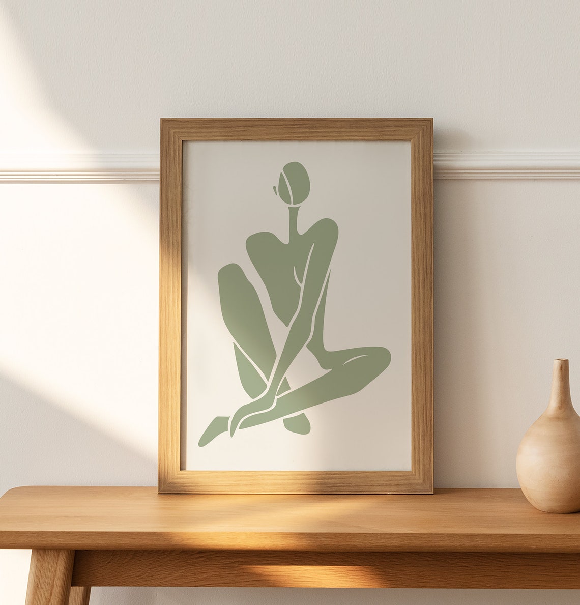 Matisse Style Sage Green Line Figure Minimalist Art Style Poster - Image 2