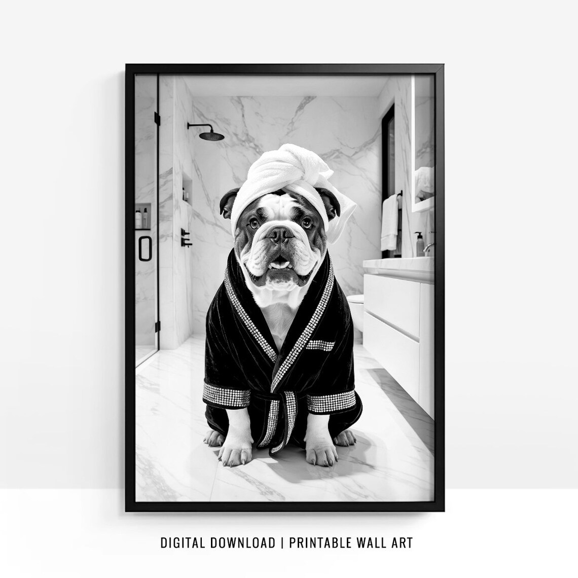 English Bulldog Funny Bathroom Decor, Poster