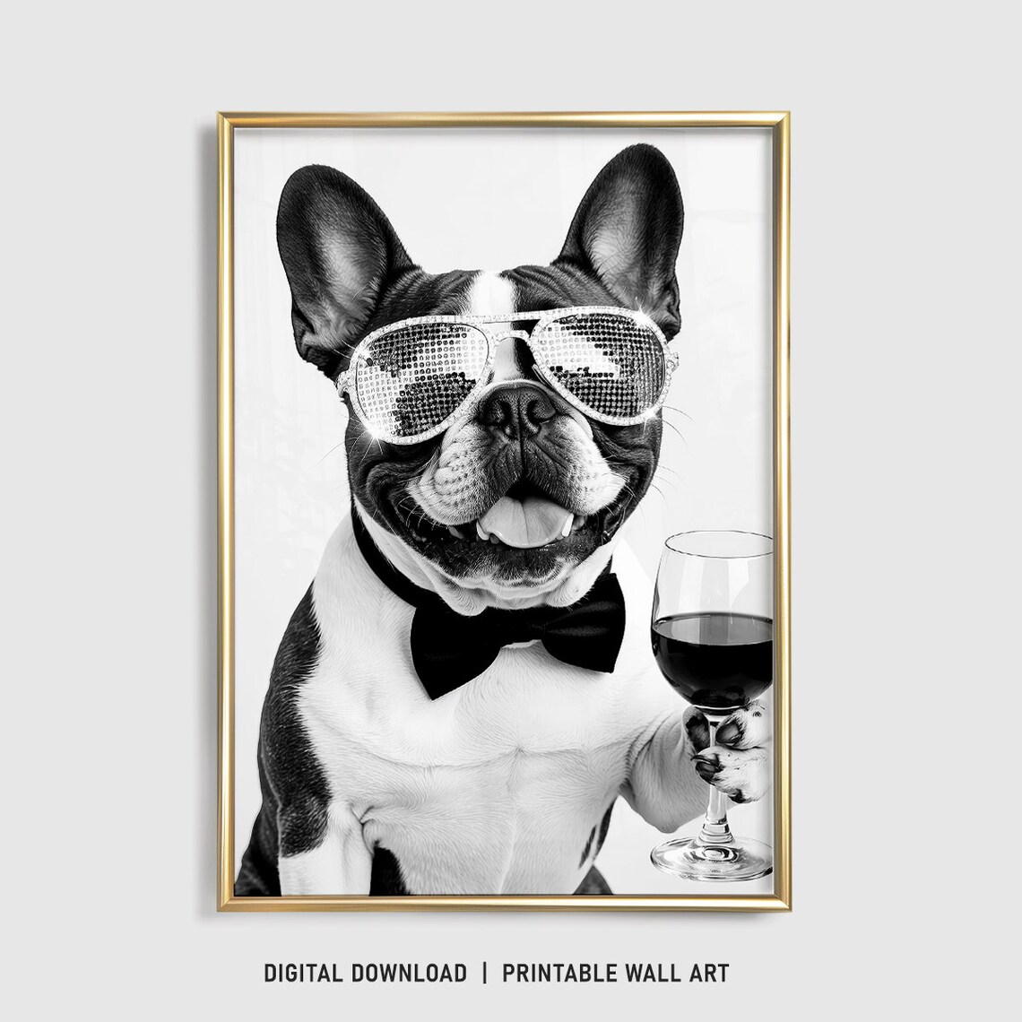French Bulldog Drinking Wine, Funny Dog Gift