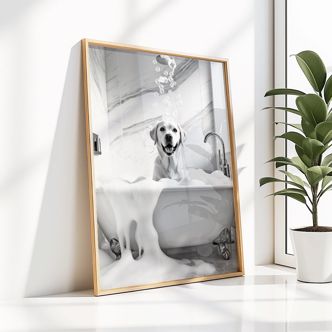 Labrador Funny Bathroom Decor Art Print, Dog Gift - Image 3