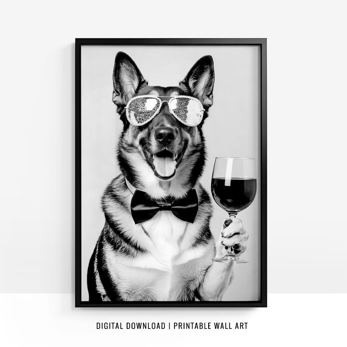 German Shepherd Drinking Wine, Funny Dog Gift - Image 5