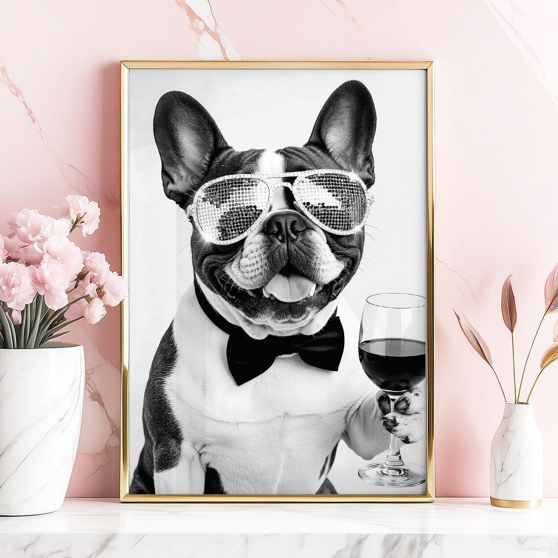 French Bulldog Drinking Wine, Funny Dog Gift - Image 5