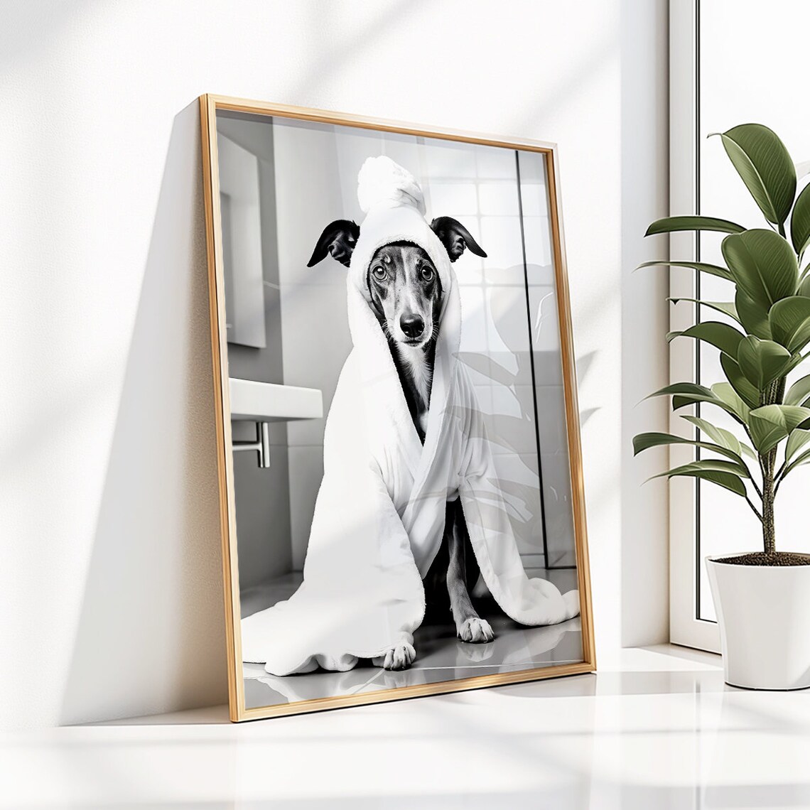 Greyhound Funny Bathroom Decor, Dog Gift Poster - Image 2