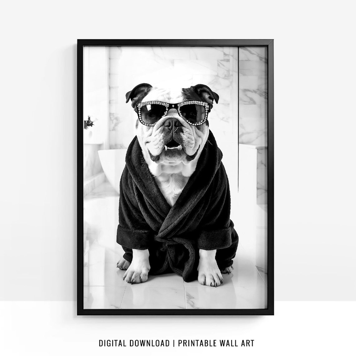 English Bulldog Wall Art English Bulldog Poster Funny Bathroom Decor English Bulldog Print Toilet Print Dog Gift