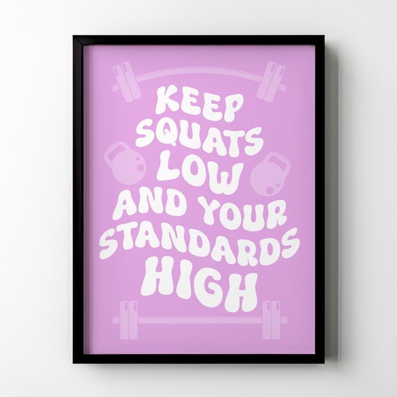 Gym Wall Art Strong Keep Your Squats Low Modern Home Gym Wall Decor Gift Idea Fitness Room Sports Home Decor