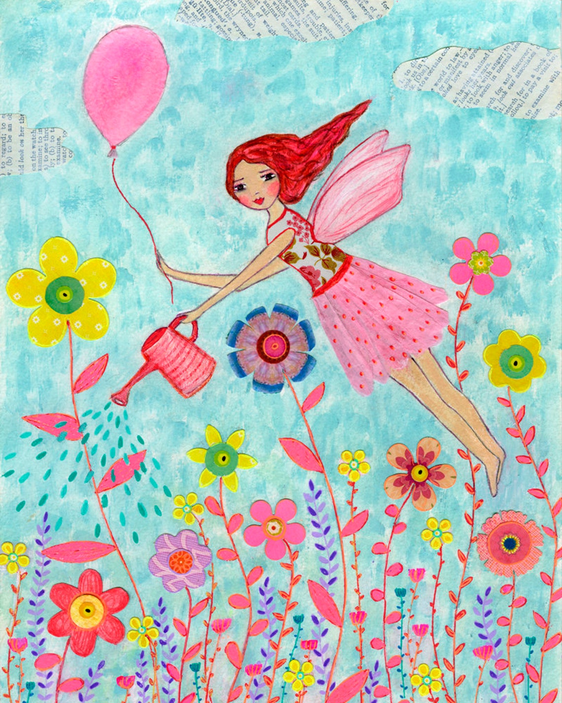 Large Nursery Art Print Baby Girl Wall Art Flying Fairy Art Print Girls Art Print Girls Bedroom Art Kids Nursery Decor Fairy Nursery