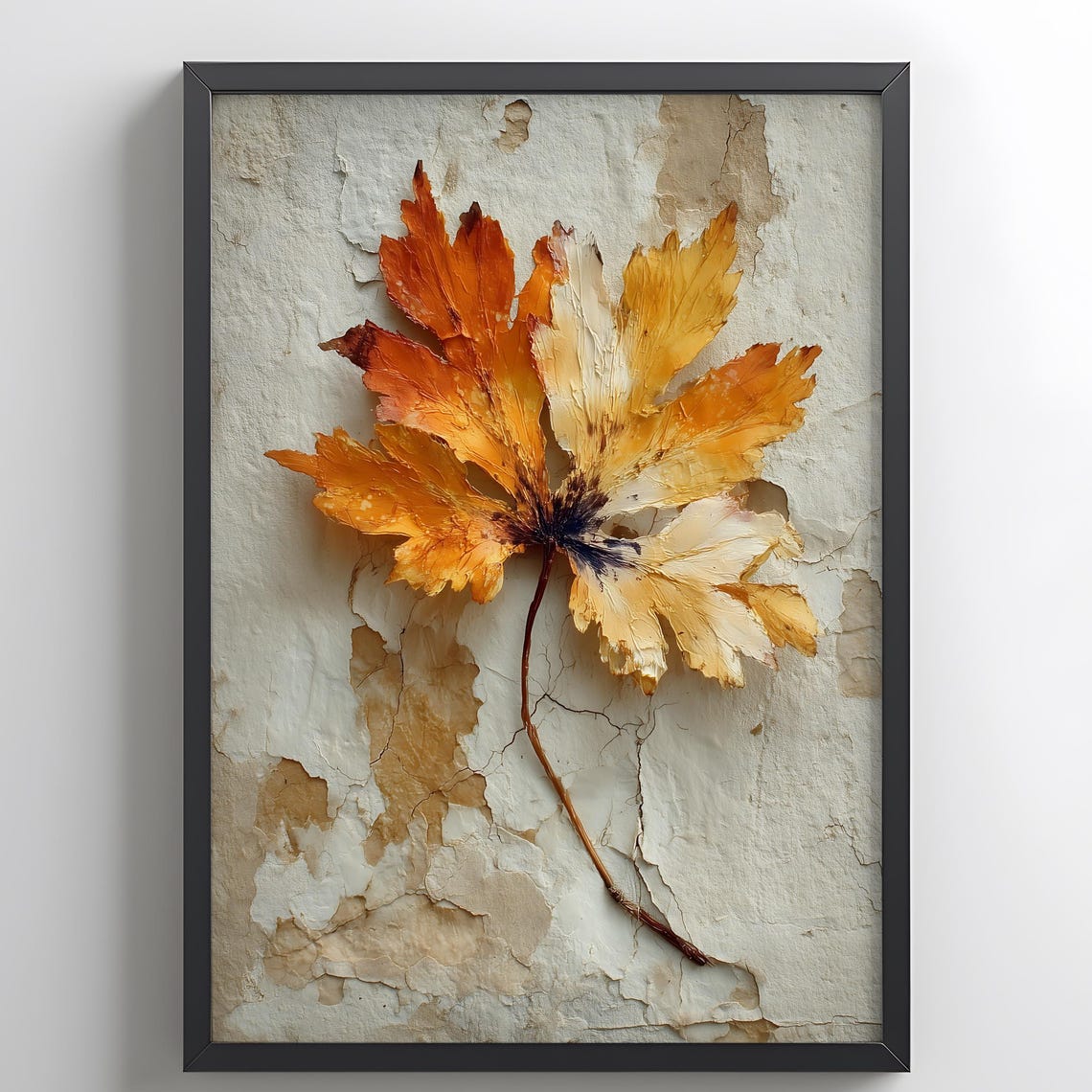 Autumn Maple Leaf Textured Botanical Painting Fall Decor Poster