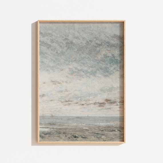 Vintage Muted Coastal Beach Landscape Art Print