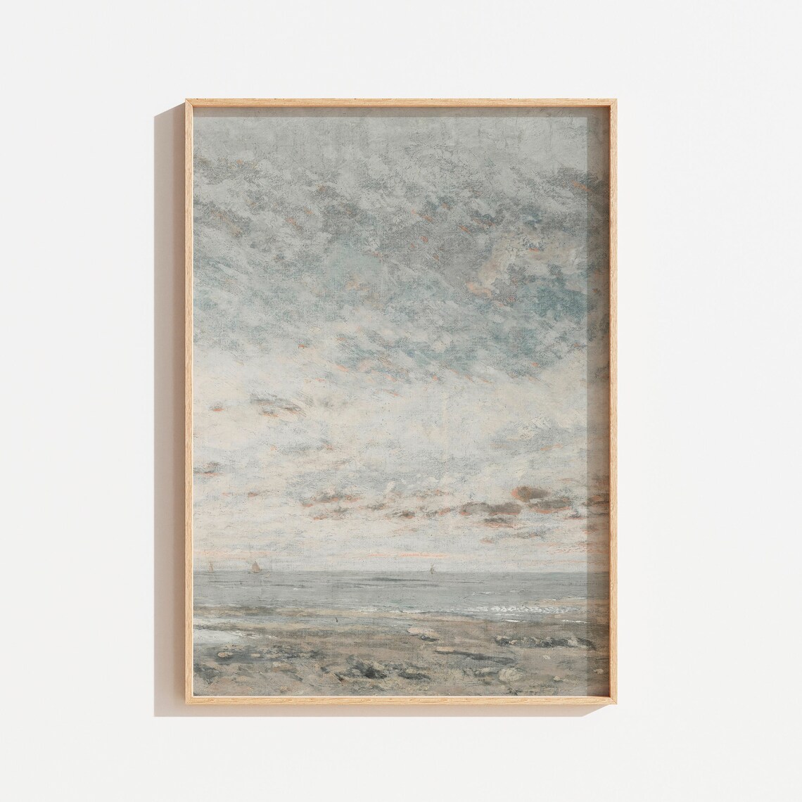 Vintage Muted Coastal Beach Landscape Art Print