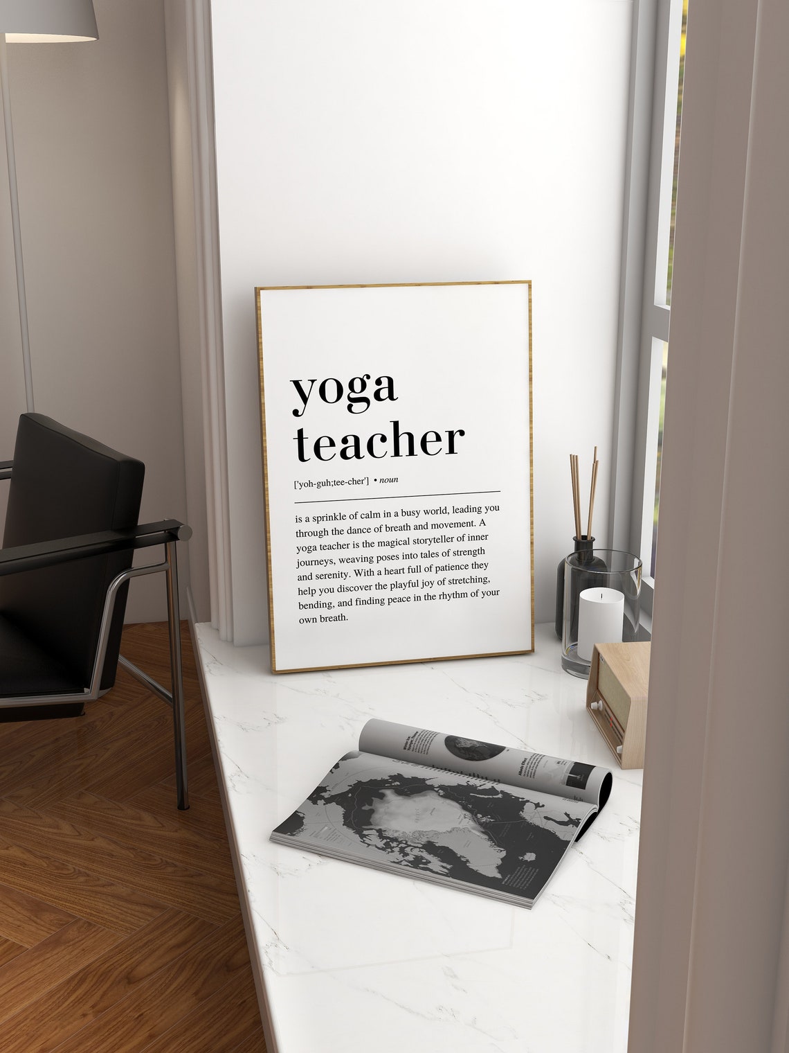 Yoga Teacher Definition Dictionary Style Typography Gift Poster - Image 2