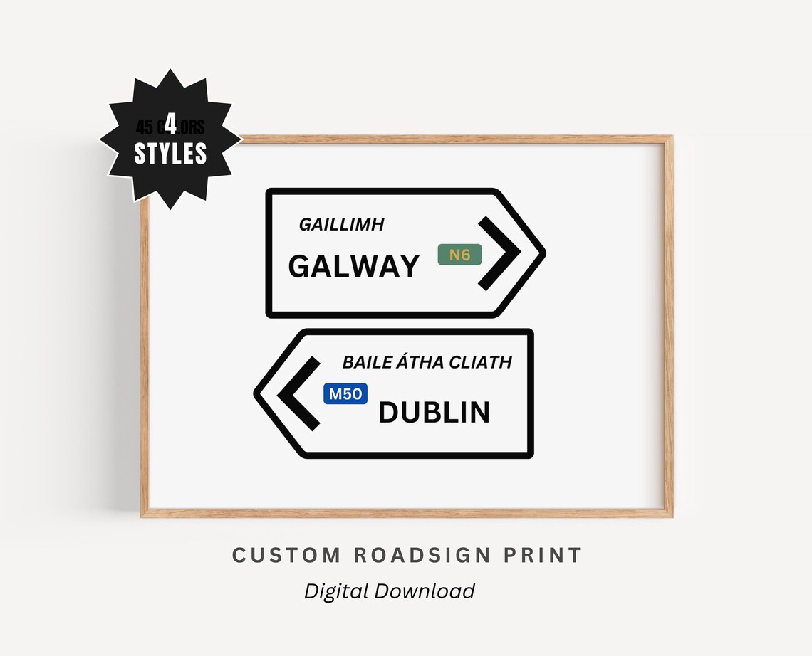 Irish Roadsign Poster, Personalized Ireland Print
