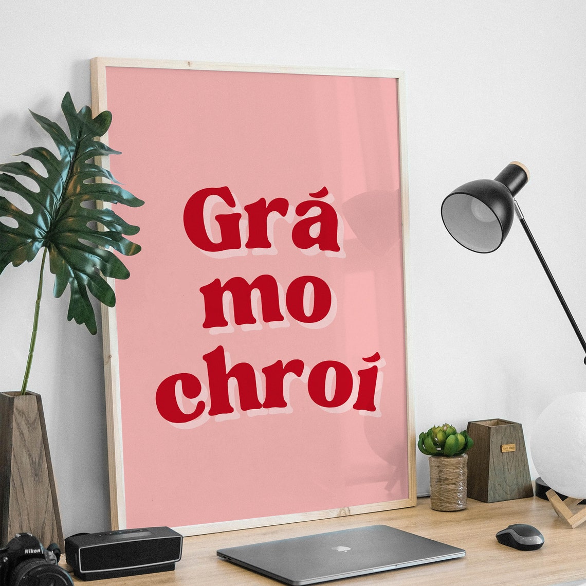 Gra Mo Chroi Love of My Heart Irish Retro Typography Print Poster