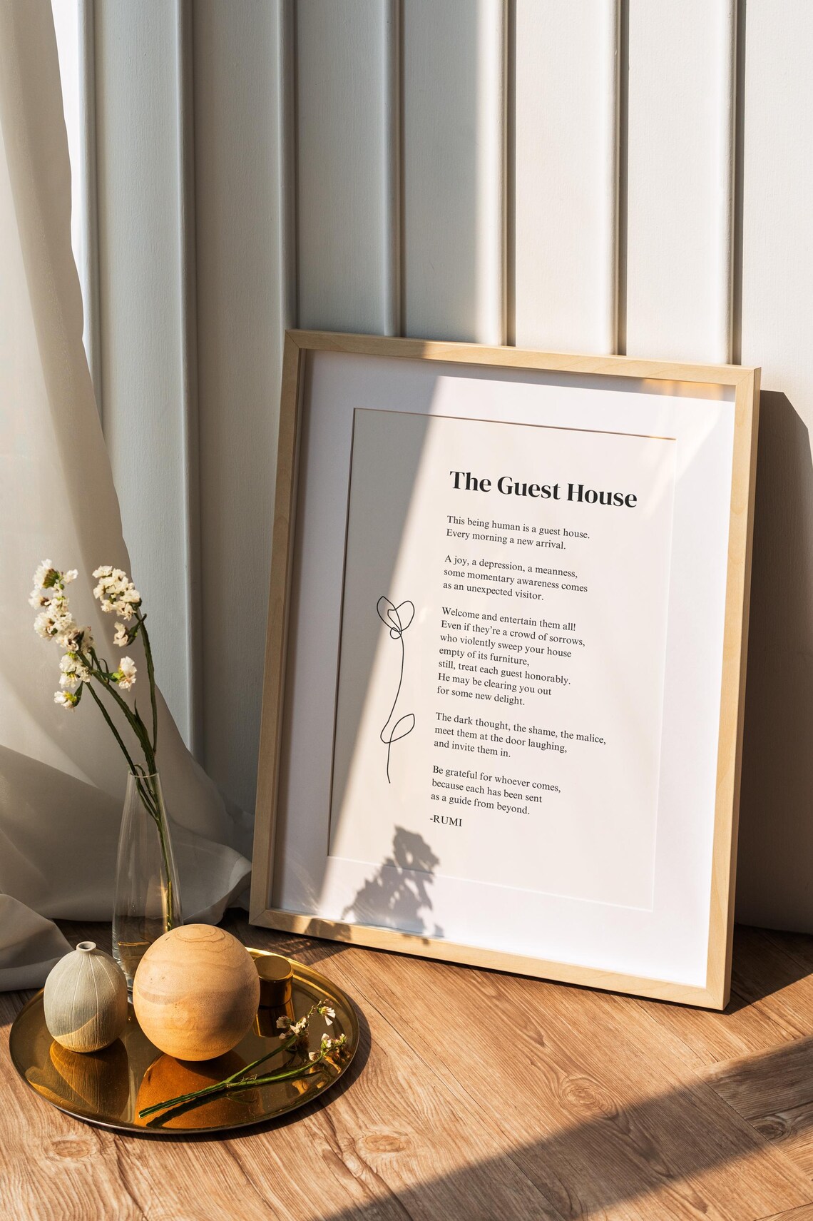 The Guest House Rumi Poem Minimalist Floral Poetry Art Poster - Image 5