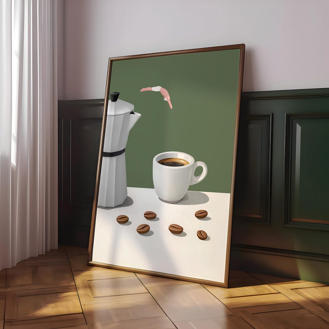 Coffee Diver Print Trendy Kitchen Poster Lover Prints Espresso Wall Art Good Morning Optional Frame