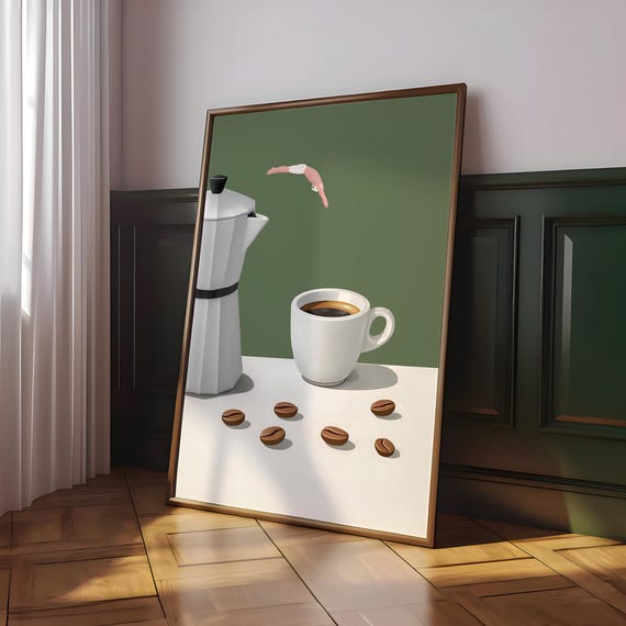Coffee Diver Print Trendy Kitchen Poster Lover Prints Espresso Wall Art Good Morning Optional Frame