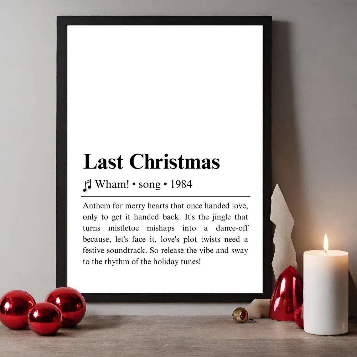 Last Christmas Wham 1984 Holiday Song Definition Typography Print - Image 3
