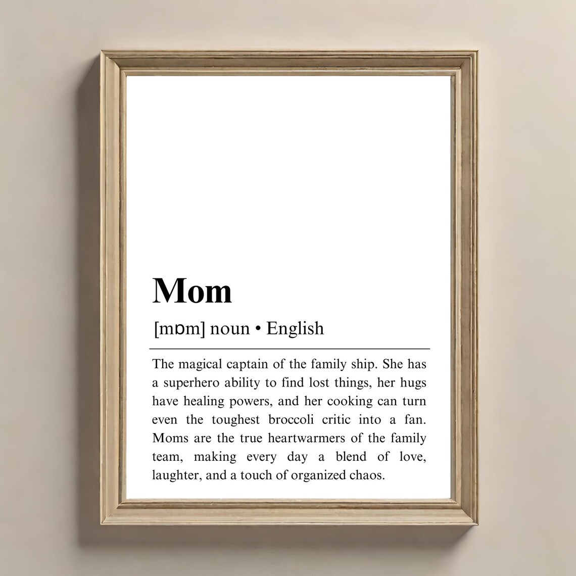 Mom Definition Word Art Poster Heartfelt Dictionary Style Mothers Day Gift