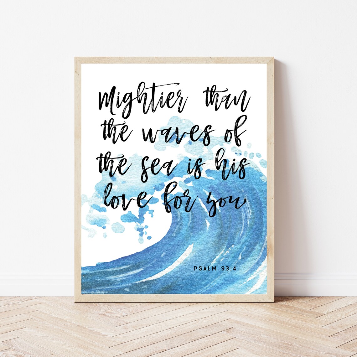 Beach Nursery Decor, Psalm 93:4 Christian Art Print
